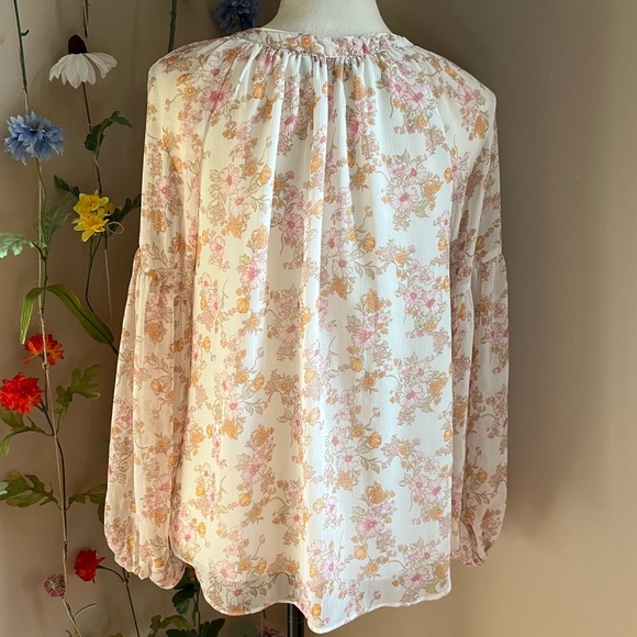 VICI Long Sleeve Cream and Pink Vintage floral blouse - Picture 2 of 6